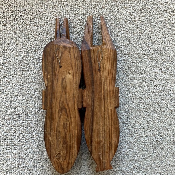 Indonesian Bali Handcrafted Wood Tiki Face Mask Wall Decor Set of 2 - Picture 2 of 5